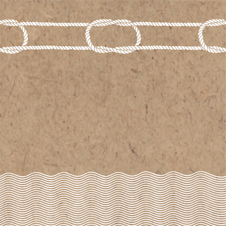 Vector illustration with sea elements and place for text on a kraft background.のイラスト素材