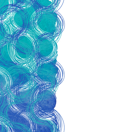 Vector background with a turquoise blue watercolor fragment, decorative strip, and place for text. Perfect for the invitation, greeting card or design element.のイラスト素材