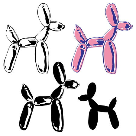 Dog balloons. Vector set of colorful toys on a white background. Hand-drawn vector illustration, isolated elements.のイラスト素材