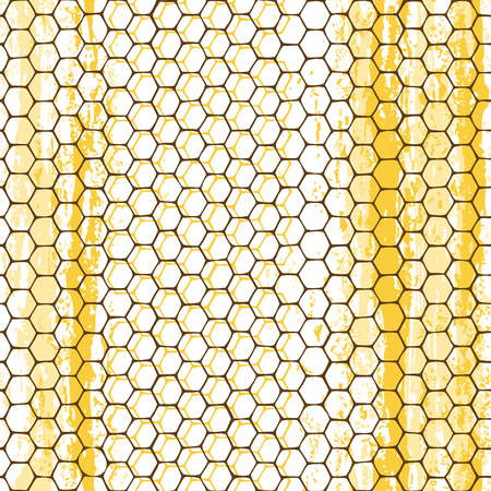 Honeycomb and texture strips. Seamless pattern. Hand-drawn vector illustration. Nature abstract backgroundのイラスト素材