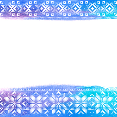 Abstract winter decor on white background with watercolor elements. Vector illustration with space for text. Greeting card, invitation or isolated elements for design.のイラスト素材