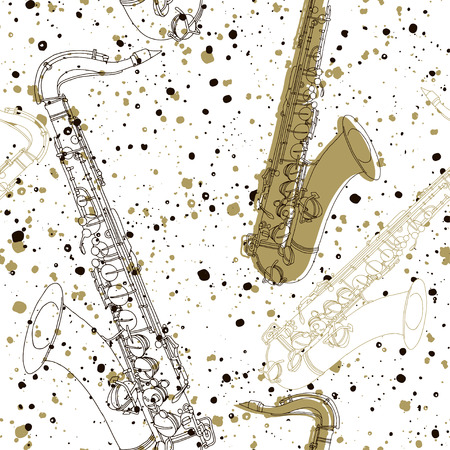 Saxophones. Vector background.のイラスト素材