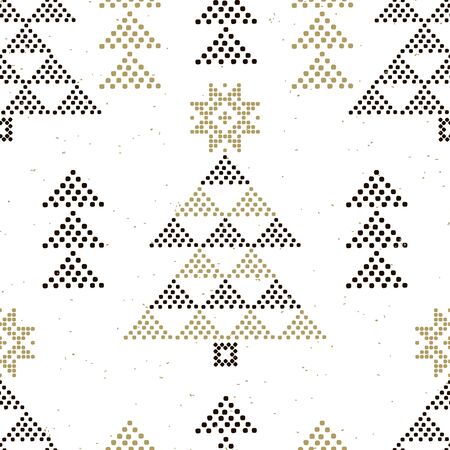 Abstract winter decor on white background. Seamless vector pattern with polka dots geometric ornament.のイラスト素材