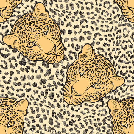 Leopard pattern design, vector illustration background.Monochrome. Leopard pattern texture repeating seamless stylish background.のイラスト素材