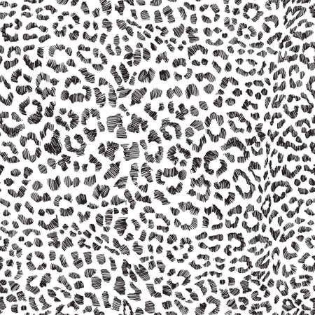 Leopard pattern design, vector illustration background.Monochrome. Leopard pattern texture repeating seamless stylish background.のイラスト素材