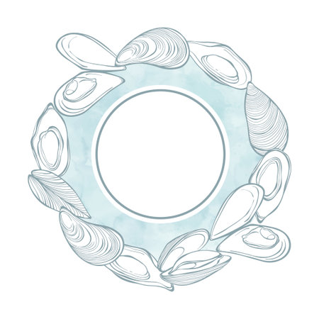 Sea food concept. Vector layout decorative logo, menu, cards print, invitation, design background.のイラスト素材