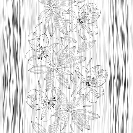 Floral abstract background. vector illustration. monochrome. Perfect for wallpaper, wrapping, fabric and textile.のイラスト素材