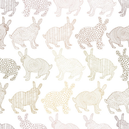 Cartoon animal background with cute bunnies.のイラスト素材