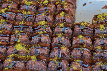 Turkish baklava cakes with chocolate