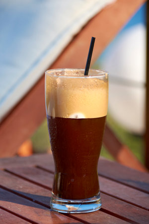 frappe in a glass on the table