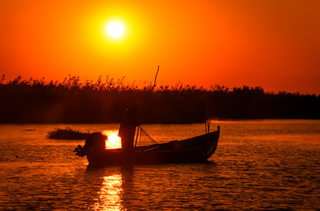 raised with a fisherman in the Danube deltaの写真素材