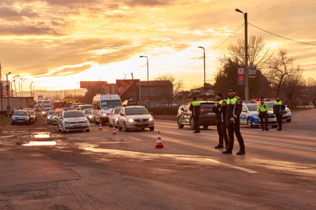 Romanian transporters and farmers protest, Afumati, Ilfov, Romaniaのeditorial素材