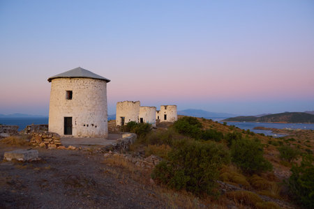 Greek windmills in Bodrum, Turkeyの写真素材
