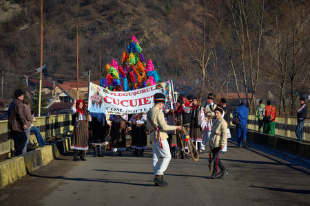 the festival of winter customs and traditions from Comanesti, Bear Dance, Bacau, Romania