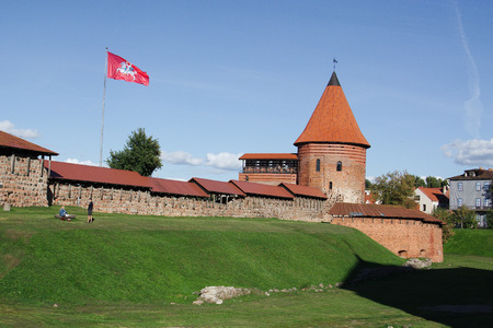 Kaunas castle with Vytis flagのeditorial素材