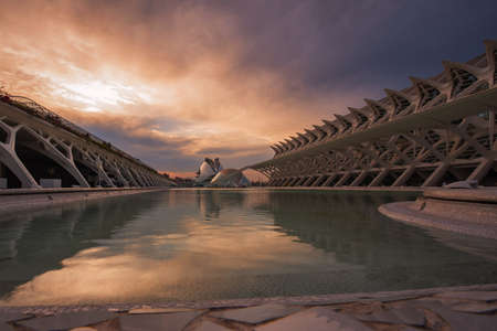 museum of arts  in Valencia at sunsetのeditorial素材