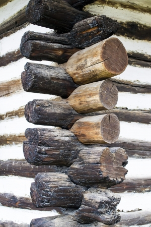 Logs jointing as a constructive solution of a traditional hut の写真素材