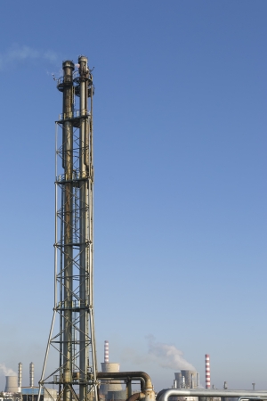 Tower for evacuation of burned gases from an oil and gas refineryのeditorial素材
