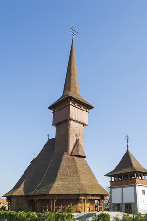 Beautiful orthodox church made entirely out of wood and the chapelの写真素材