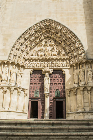The south side entrance of the Gothic cathedral of Burgos in Spain , called El Sarmentalの写真素材