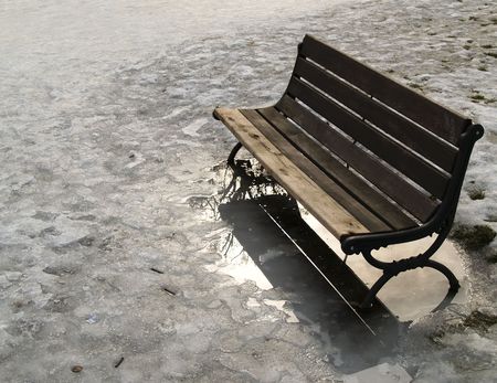 the bench in the winterの写真素材