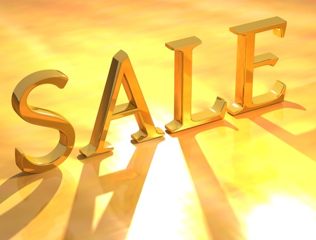 3D Sale gold text on gold backgroundの写真素材