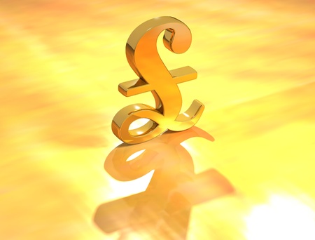 3D Currency Pound Euro Dollar on gold backgroundの写真素材