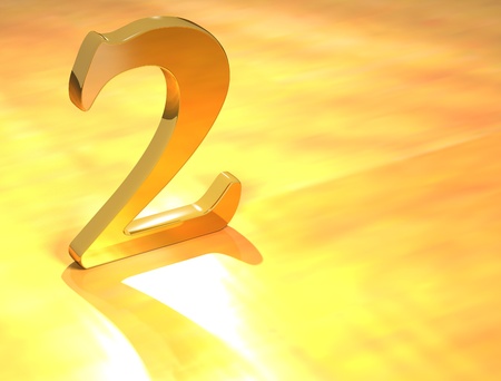 3D Gold Number text on yellow backgroundの写真素材