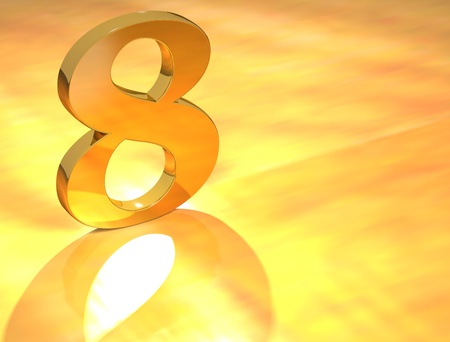 3D Gold Number text on yellow backgroundの写真素材