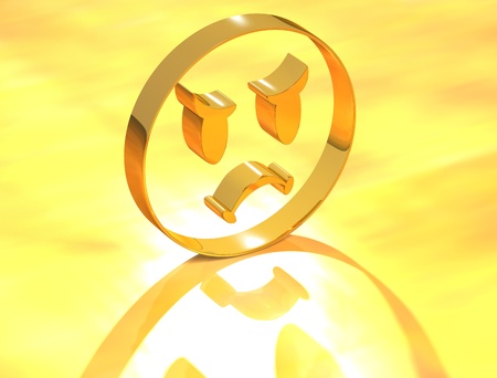 3D Funny Face on yellow backgroundの写真素材