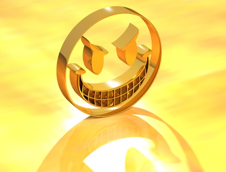 3D Funny Face on yellow backgroundの写真素材