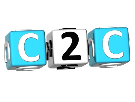 3D Client to Client Cube word on white background