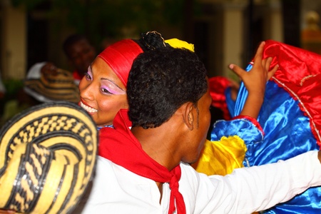 Colombian traditional dance at the Parade in Cartagena de Indias.August 15, 2011 in Colombia.のeditorial素材