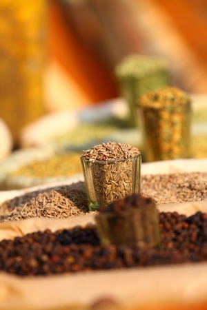 Traditional spices market in India.の写真素材