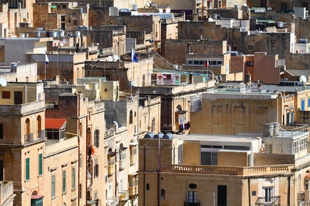 Traditional Maltese architecture in Valletta, Malta の写真素材