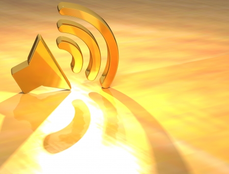 3D Voice Gold Text over yellow backgroundの写真素材