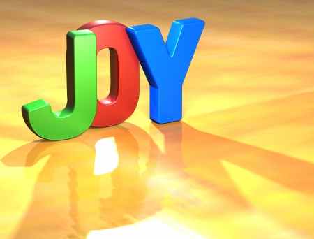 Word Joy on yellow background (high resolution 3D image)の写真素材