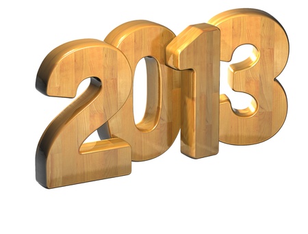 3D 2013 Wood Text over white backgroundの写真素材