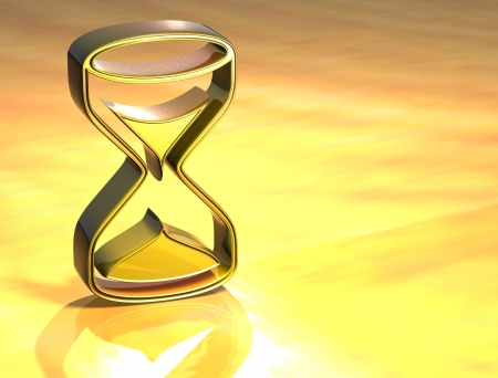 3D Hourglass Gold Sign over yellow background