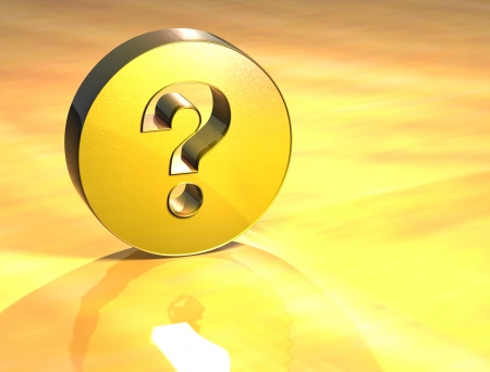 3D Question Gold Sign over yellow background