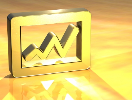 3D Graph Gold Sign over yellow background の写真素材