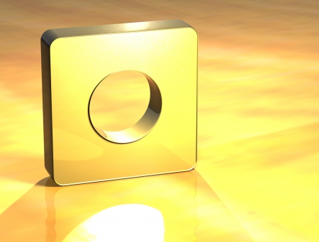 3D Record Gold Sign over yellow background 