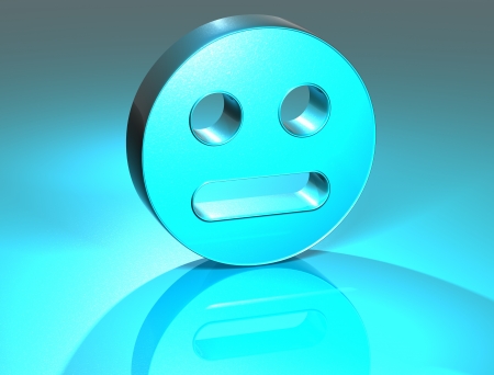 3D Face Blue Sign over blue backgroundの写真素材