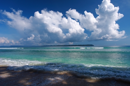 Havelock island beach blue sky with white clouds, Andaman islands - India の写真素材