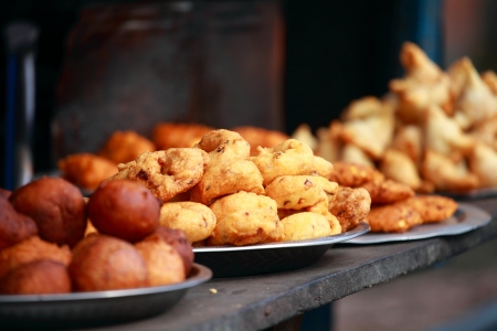 Traditional India food on the street.の写真素材