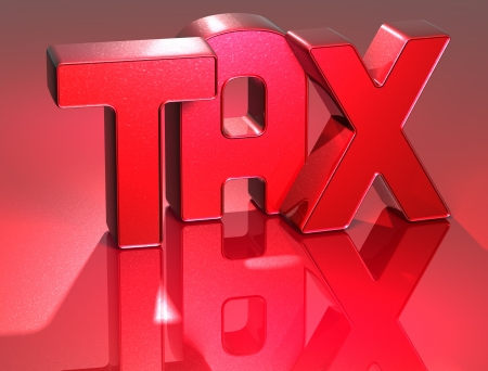 3D Word TAX on red background の写真素材