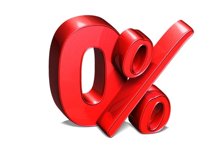 3D 0 Percent on white backgroundの写真素材