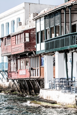 Little Venice neighborhood along the shore of Mykonos, Greece ( HDR image )のeditorial素材