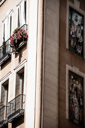 Mediterranean architecture in Spain. Old apartment building in Madrid.  ( HDR image )の写真素材