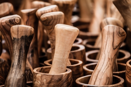 cutlery olive tree wood spanish traditional fork spoon palettes kitchenware ( HDR image )の写真素材